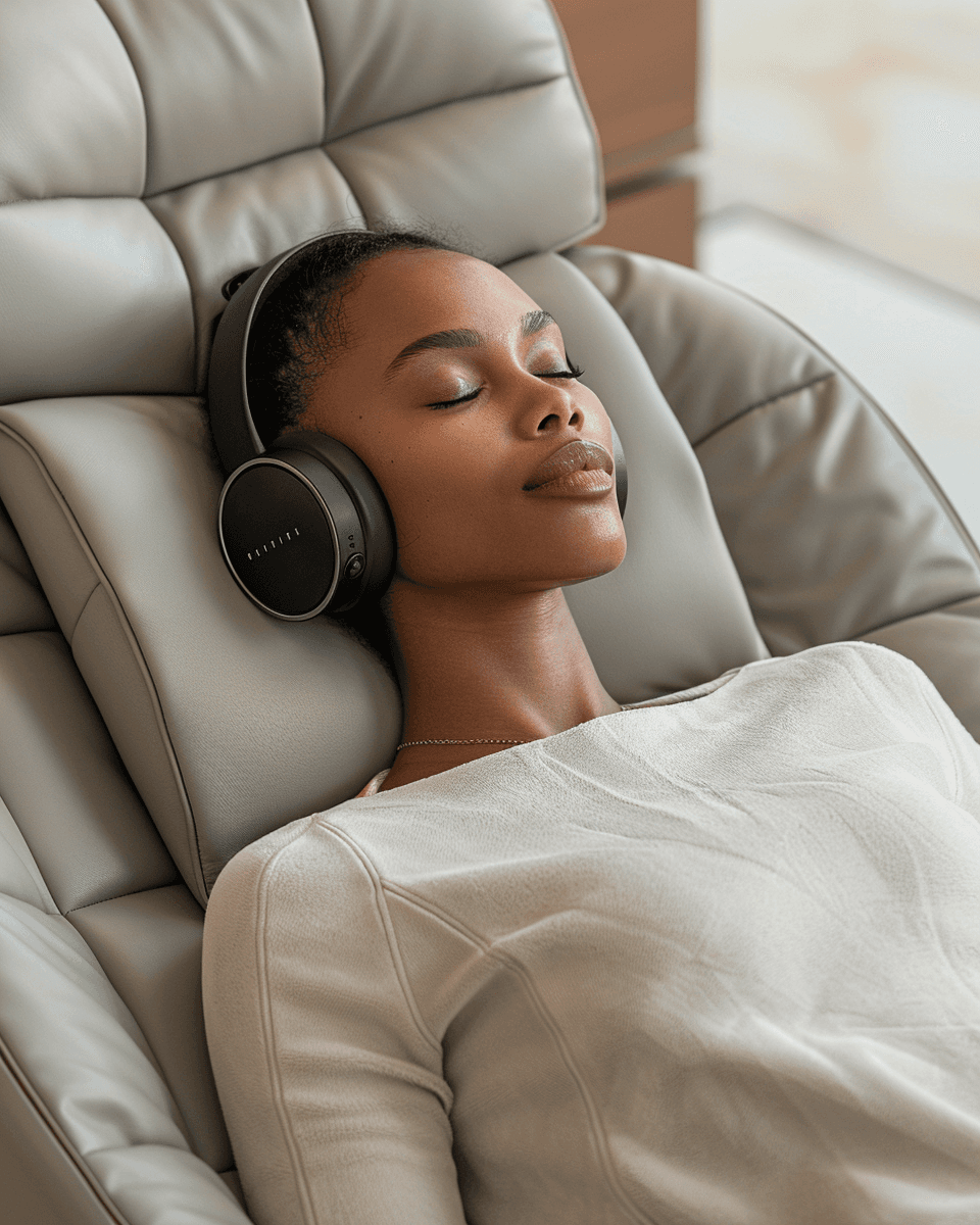 Person experiencing audio therapy